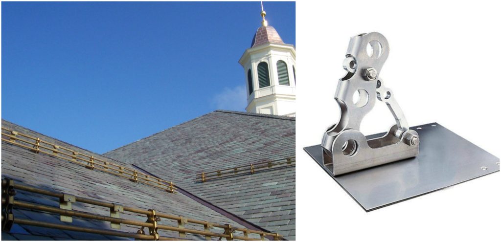 A rooftop snow retention device that is height adjustable and uses three pipes